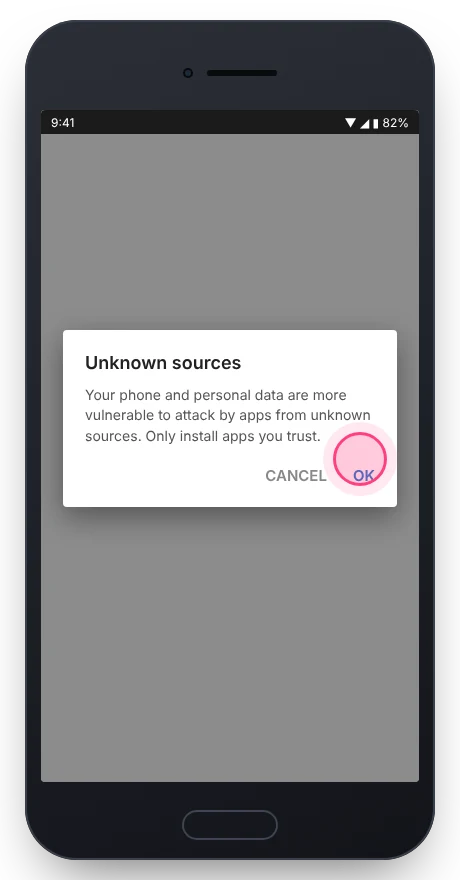 Tap OK on the Unknown sources warning