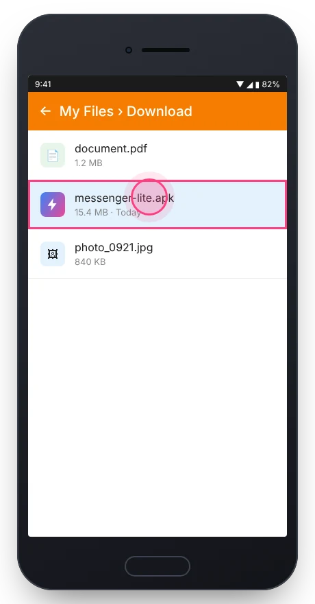 Open the APK from My Files Download folder